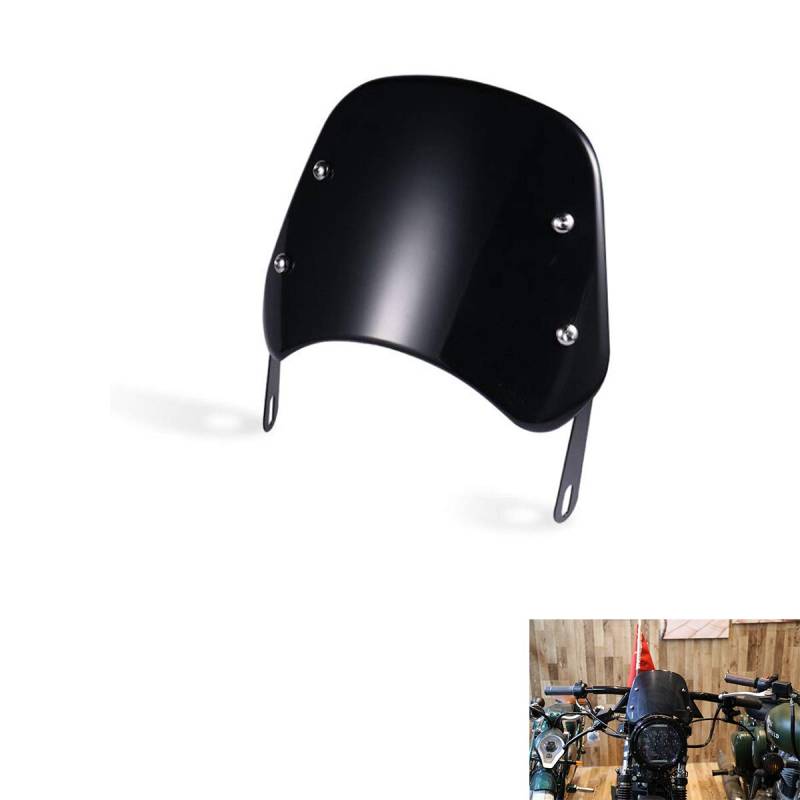 Universal Motorrad Windschutzscheibe Windshield Windabweiser für 5 '' - 7 '' Scheinwerfer Motorrad (Schwarz) von evomosa