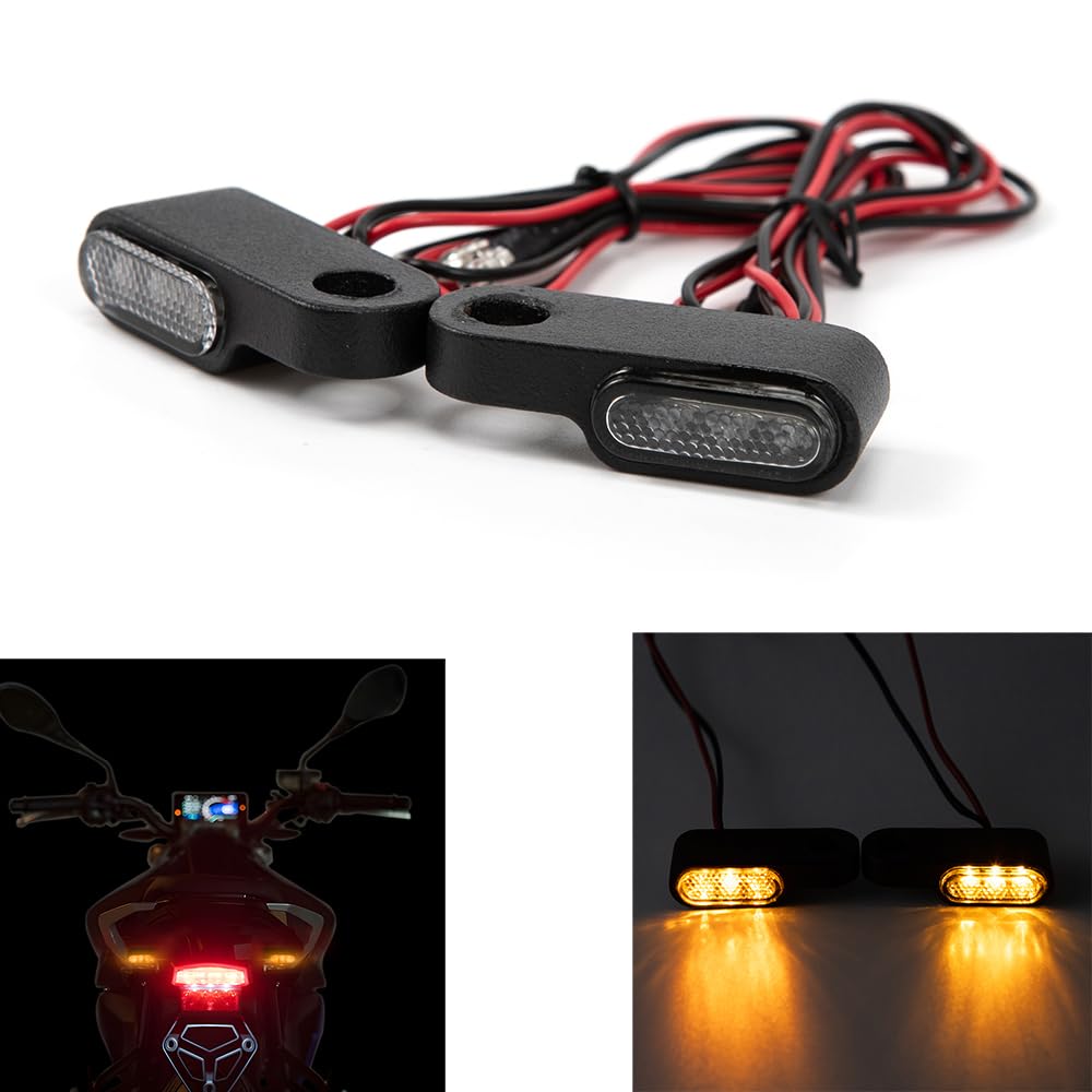 evomosa Motorrad Mini LED Blinker Licht Fließend Blinkende Blinkerlampe Für Motorrad Scooter Cafe Race (Schwarz) von evomosa