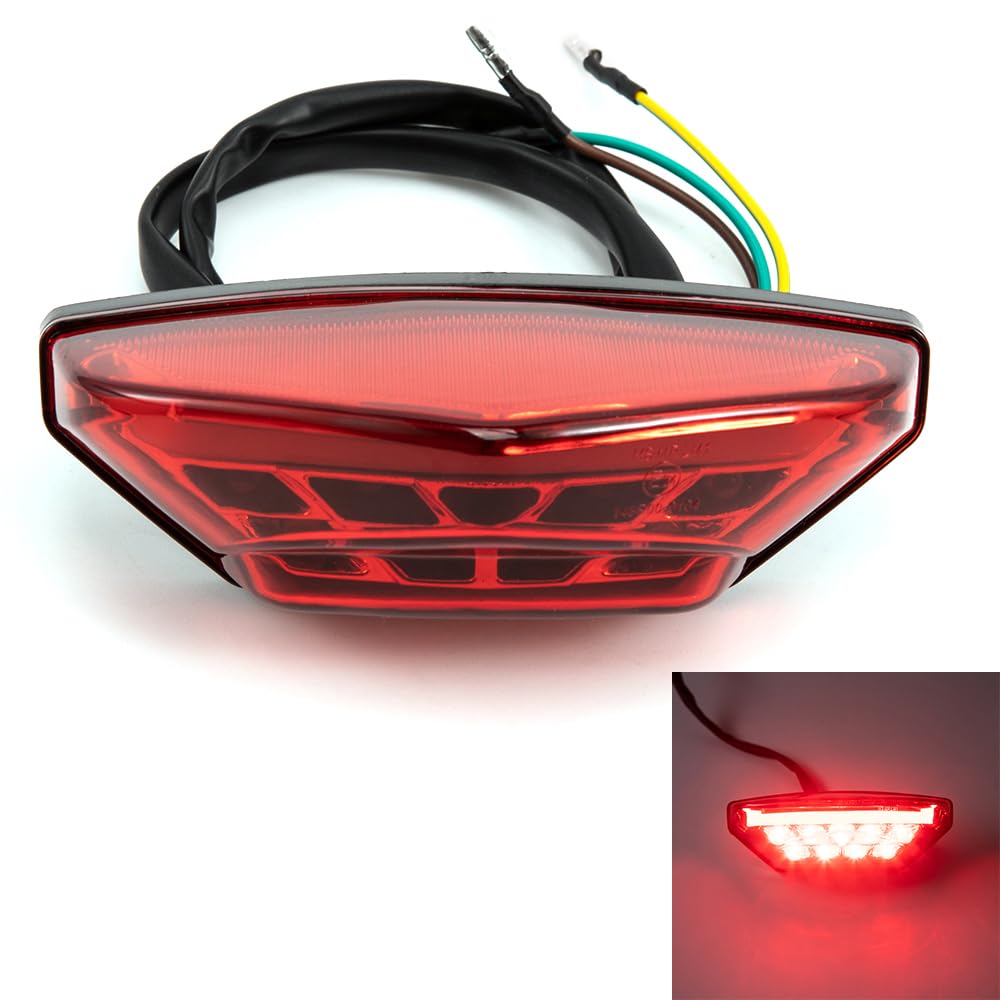 evomosa Motorrad Rücklicht LED rot Bremsleuchte hinten Kennzeichenleuchte Tagfahrlicht Universal für 12V Moto Scooter ATV Quad Bike Dreirad (Rot) von evomosa