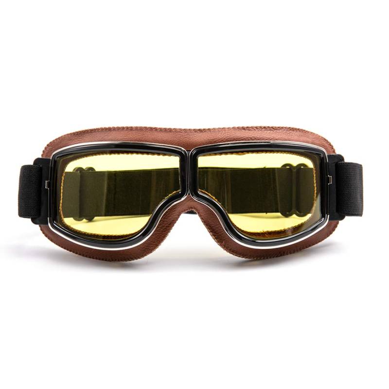 evomosa Motorradbrille Motorräder Retro Pilot Nebelsichere Brille ATV Bike Motocross Brille Schutzbrille - Gelbe Linse von evomosa