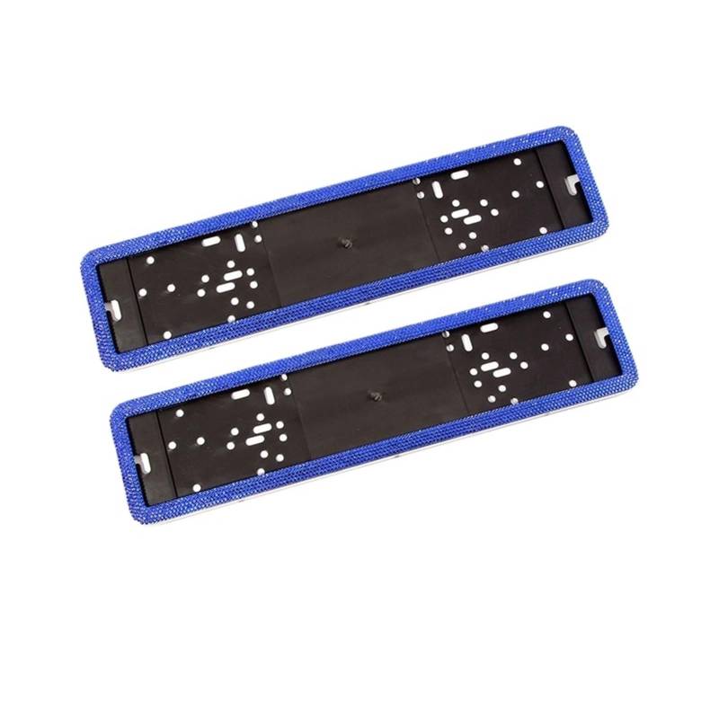 1/2x Bling Kristall Nummernschild Auto Nummernschild Rahmen Russische Nummernschild EU Luxuriöse Kristall Diamanten Europäischen Platte Rahmen(2PCS Blue) von ewgrkbaaa