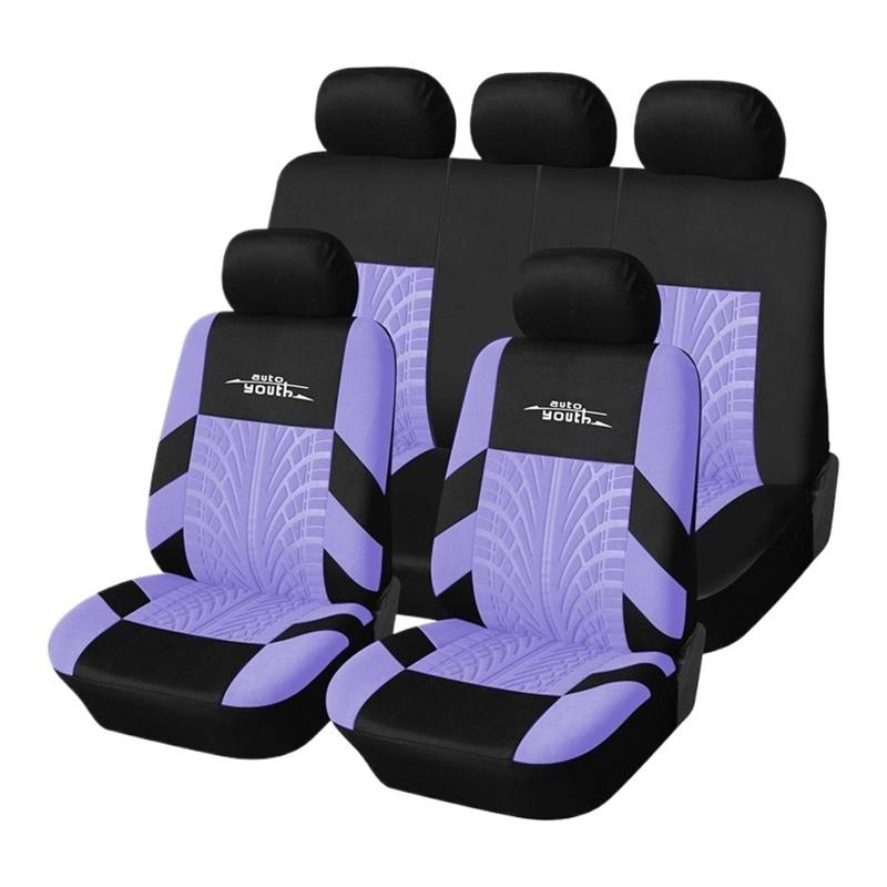 Autoplanen-Set mit Markenstickerei, kompatibel mit den meisten Autos, Abdeckungen mit Reifenspur-Detail, Styling-Autoschutz(Purple full set) von ewgrkbaaa
