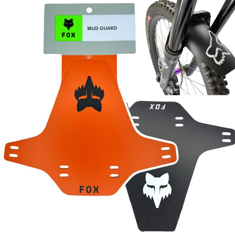 f26 Fox Mud Guard Fahrrad MTB DH FR Ebike Gabel Spritzschutz Schutzblech (Retro Orange/Logo Schwarz) von f26