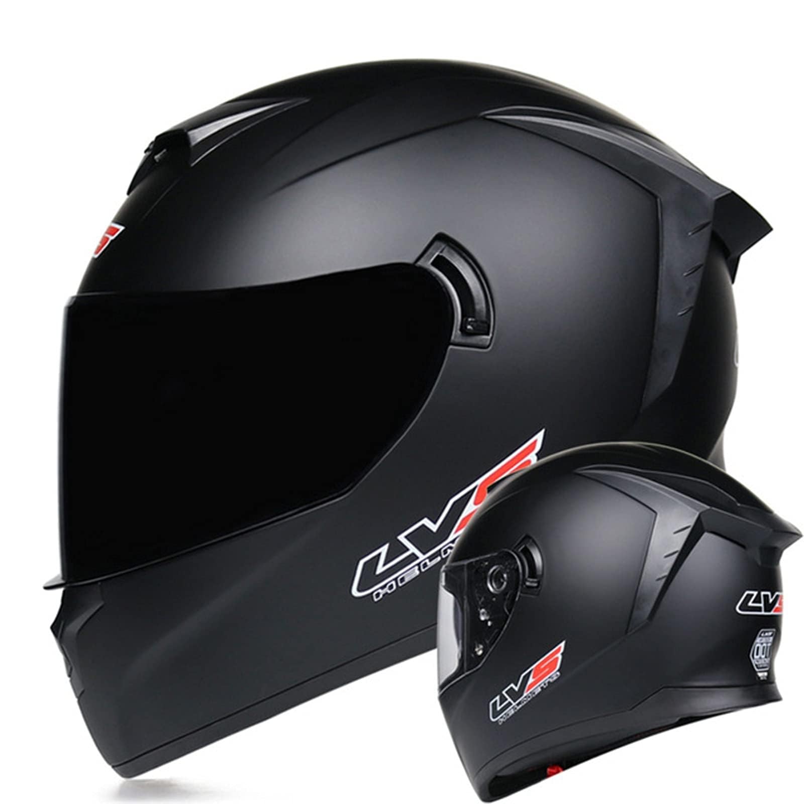 Integraler Motorradhelm Für Herren, DOT/ECE-Zugelassener Doppellinsen-Motorrad-Integralhelm Mit Getöntem Visier, Moped-Straßenrad-Renn-Sturzhelm,D,L(59~60CM) von fUfIzU