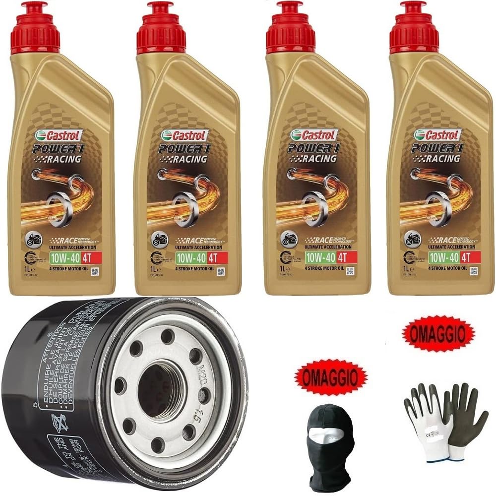 KOMPATIBEL MIT Aprilia CAPONORD 1200 Rally RAID MOTORSERVICE-WARTUNG SCHMIERMITTEL ÖLWECHSEL CASTROL Power 1 Synthetic Racing 10W40 4T SUPER BESCHLEUNIGUNG + DIY ÖLFILTER von farbrothersonline