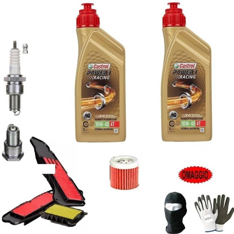 KOMPATIBEL MIT Aprilia Habana 125 CAT KOMPLETTE MOTORSERVICE-WARTUNGSWECHSEL SCHMIERMITTEL CASTROL Power 1 Synthetisches Racing 10W40 SUPER BESCHLEUNIGUNGSÖLFILTER+LUFTFILTER+ZÜNDKERZE von farbrothersonline