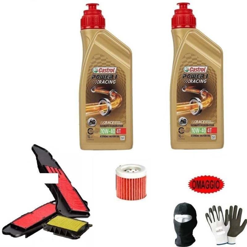 KOMPATIBEL MIT Aprilia SCARABEO 100 4t KOMPLETTE MOTORSERVICE-WARTUNG ÖLWECHSEL SCHMIERMITTEL CASTROL Power 1 Synthetisches Racing 10W40 4T SUPER BESCHLEUNIGUNGSÖL + LUFTFILTER von farbrothersonline