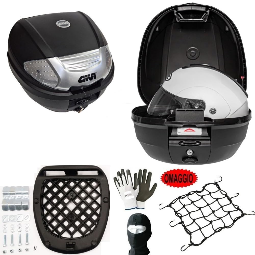 KOMPATIBEL MIT Arley-AVIDSON XL1200X Forty Eight Koffer TOPCASE 30 LT MONOLOCK SCHWARZ+DACHNETZ+Platte FÜR Motorrad-Roller-GEPÄCKTRÄGER Full-FACE-Jet-MODULARER UNIVERSALHELM von farbrothersonline