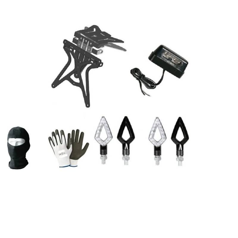 KOMPATIBEL MIT BMW R 1100 GS ABS UNIVERSELLES, DOPPEL EINSTELLBARES KENNZEICHENHALTER-KIT + 2 Paare LED-Blinker + E13-KENNZEICHENBELEUCHTUNG, ALLE EU-ZULASSUNG von farbrothersonline