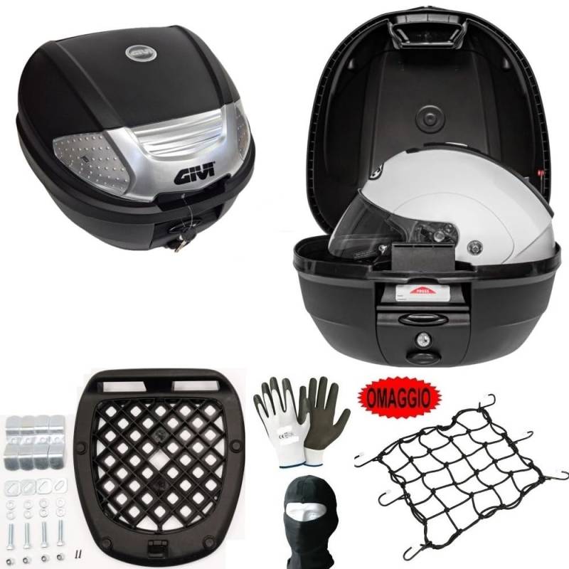 KOMPATIBEL MIT DERBI Black Devil 50 R LTD Koffer TOPCASE 30 LT MONOLOCK SCHWARZ+DACHNETZ+Platte FÜR Motorrad-Roller-GEPÄCKTRÄGER Full-FACE-Jet-MODULARER UNIVERSALHELM von farbrothersonline