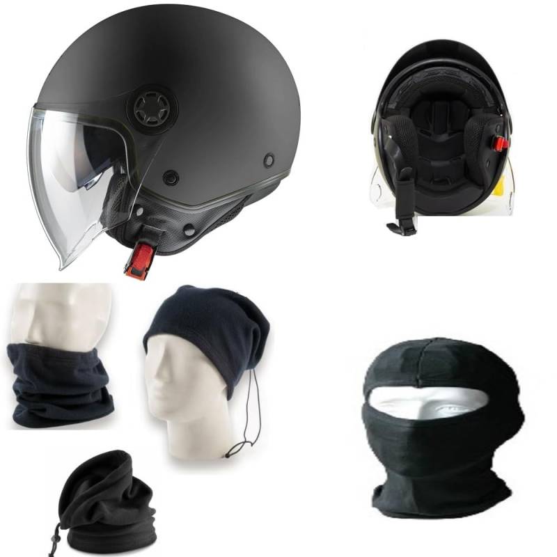 KOMPATIBEL MIT HUSQVARNA TR 650 TERRA JET HELM MATT SCHWARZ MPH ONE ECE 22.06, INNENVISIER SCHWARZ SONNENSCHUTZ + LANGES VISIER TRANSPARENT, KRATZFEST UND ANTI-MOG ZUGELASSEN KLASSE A GRÖSSE M 57/58 von farbrothersonline