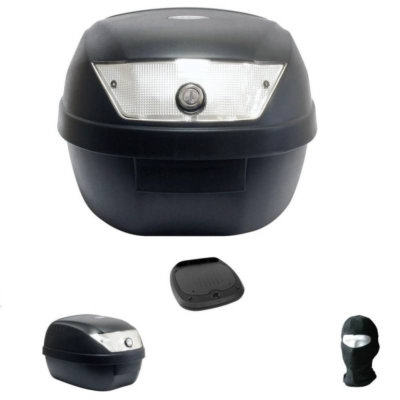 KOMPATIBEL MIT KEEWAY F-ACT 50 CC 2T EVO Sport Koffer TOP CASE 28 LT SCHWARZ + Platte + Griff FÜR Motorrad-Roller-GEPÄCKTRÄGER FÜR Full-FACE-Jet-MODULAR Helm UNIVERSAL SIFAM von farbrothersonline