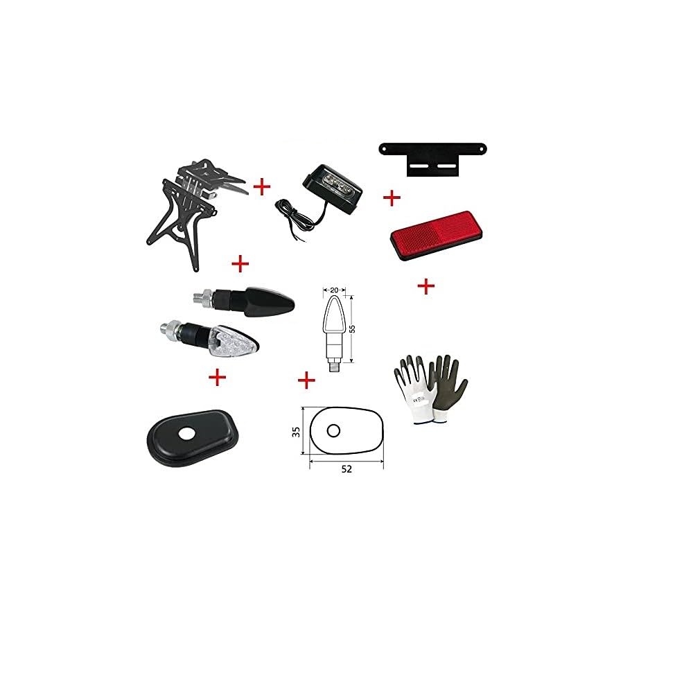 KOMPATIBEL MIT Kawasaki ZXR 750 1989 AL 2023 KENNZEICHEN-KIT FÜR Kawasaki MOTORRÄDER MIT VERKLEIDUNG+2 Paar LED-Pfeile+KENNZEICHEN+2 Paar SCHILDER+KATAR+KATAR. ZUGELASSENE von farbrothersonline