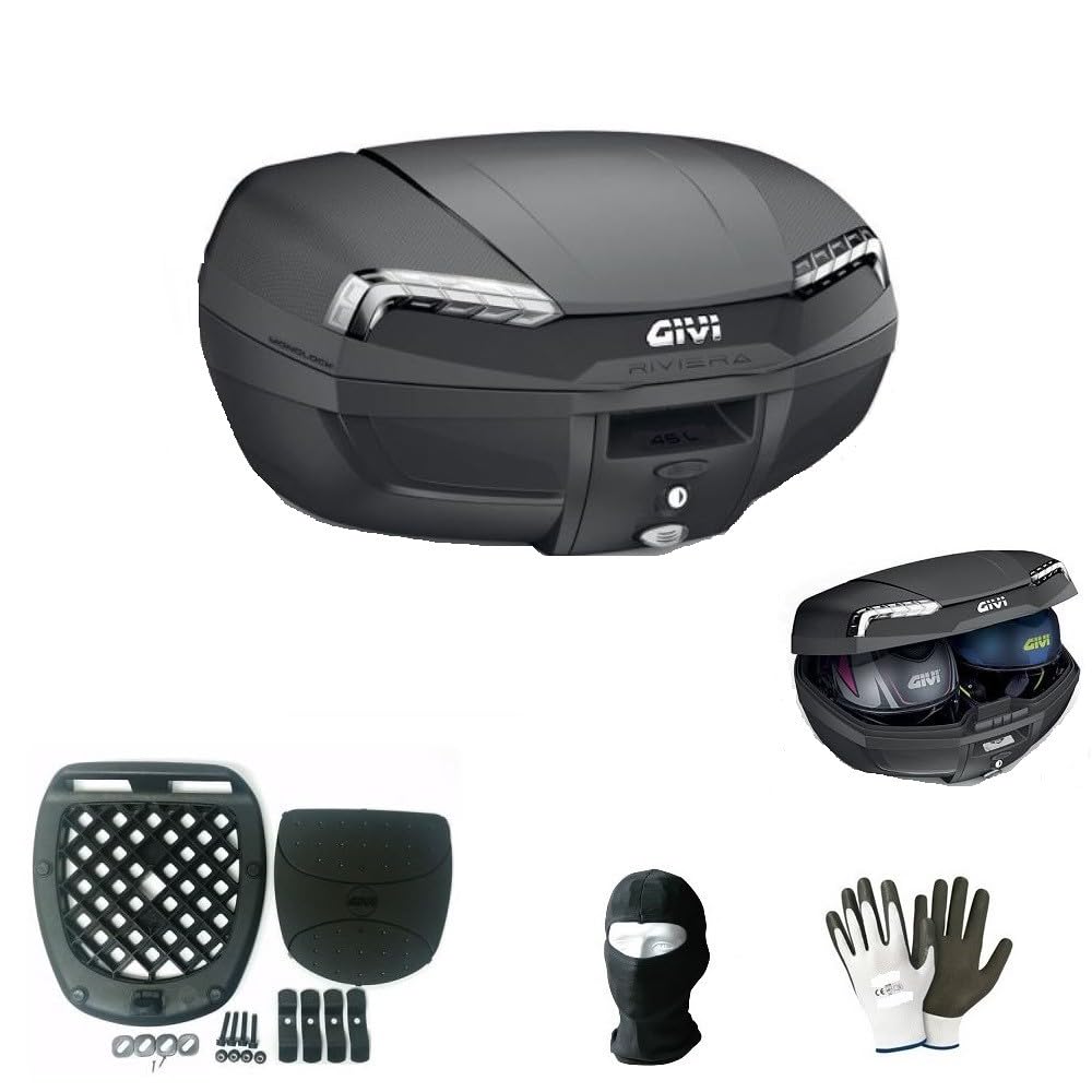 KOMPATIBEL MIT Norton TOPCASE E470NT Simply III TECH SCHWARZ Weiss Reflektoren + MONTAGESATZ + BEFESTIGUNGSPLATTE FÜR GEPÄCKTRÄGER UND Roller MOTORRADHALTERUNGEN FÜR 2 Grosse HELME von farbrothersonline