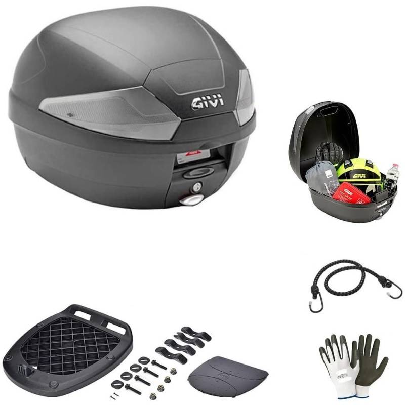 KOMPATIBEL MIT PIAGGIO BEVERLY 350 SPORT TOURING B29NT2 TECH SUITCASE TOPCASE + GIVI-PLATTE FÜR 1 INTEGRAL- ODER JET-HELM 29LT TRANSPARENTE EINSÄTZE FÜR MOTORRAD-ROLLER MIT HECKGEPÄCKTRÄGER von farbrothersonline