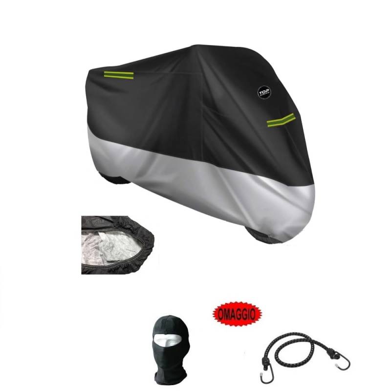 KOMPATIBEL MIT Piaggio MP3 LT 500 i.e. Business Hage MOTORRADABDECKUNG AUS WASSERDICHTEM Fleece FÜR MOTORRADROLLER WINDSCHUTZSCHEIBE UND TOPCASE Schwarze Abdeckung 296X105X127 von farbrothersonline