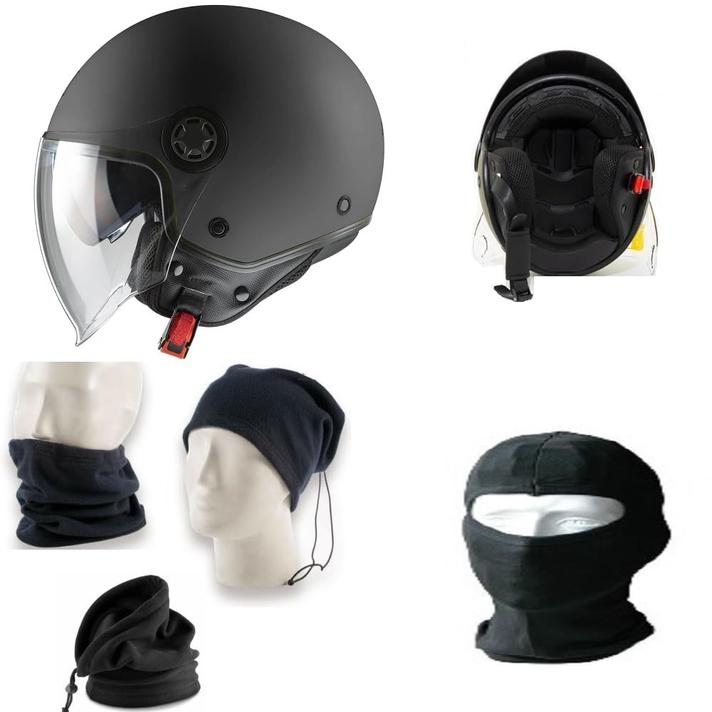 KOMPATIBEL MIT SHERCO SE 2.5 I F RACING JET HELM MATT SCHWARZ MPH ONE ECE 22.06, INNENVISIER SCHWARZ SONNENSCHUTZ + LANGES KLARES VISIER KRATZFEST UND ANTI-MOG ZUGELASSEN KLASSE A GRÖSSE L 59/60 CM von farbrothersonline