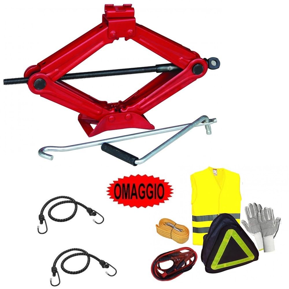 KOMPATIBEL MIT TOYOTA RAV4 2.0 D-4D 2WD STYLE KIT SOS STRAßENNOTFALL FÜR ERSTE HILFE AUTO+SCHALTGRAPH-Wagenheber mit Stahlbasis und drehbarem Schlüssel 2 Tonnen von farbrothersonline