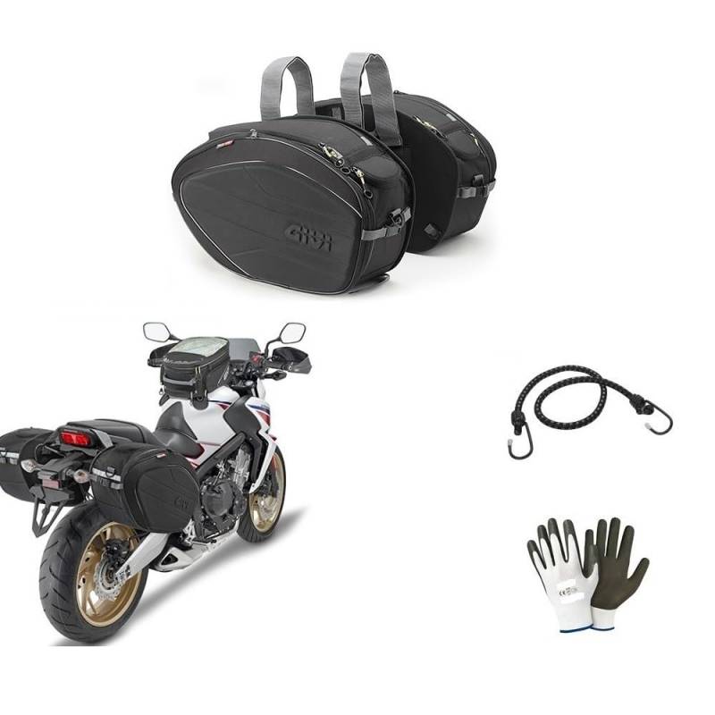 Kompatibel mit Cagiva V-Raptor 650 Paar Givi EA101C 30L wasserdichte Seitentaschen, Easy-T Line für universelle Motorrad-Satteltaschen-Montage mit Reißgurten von farbrothersonline