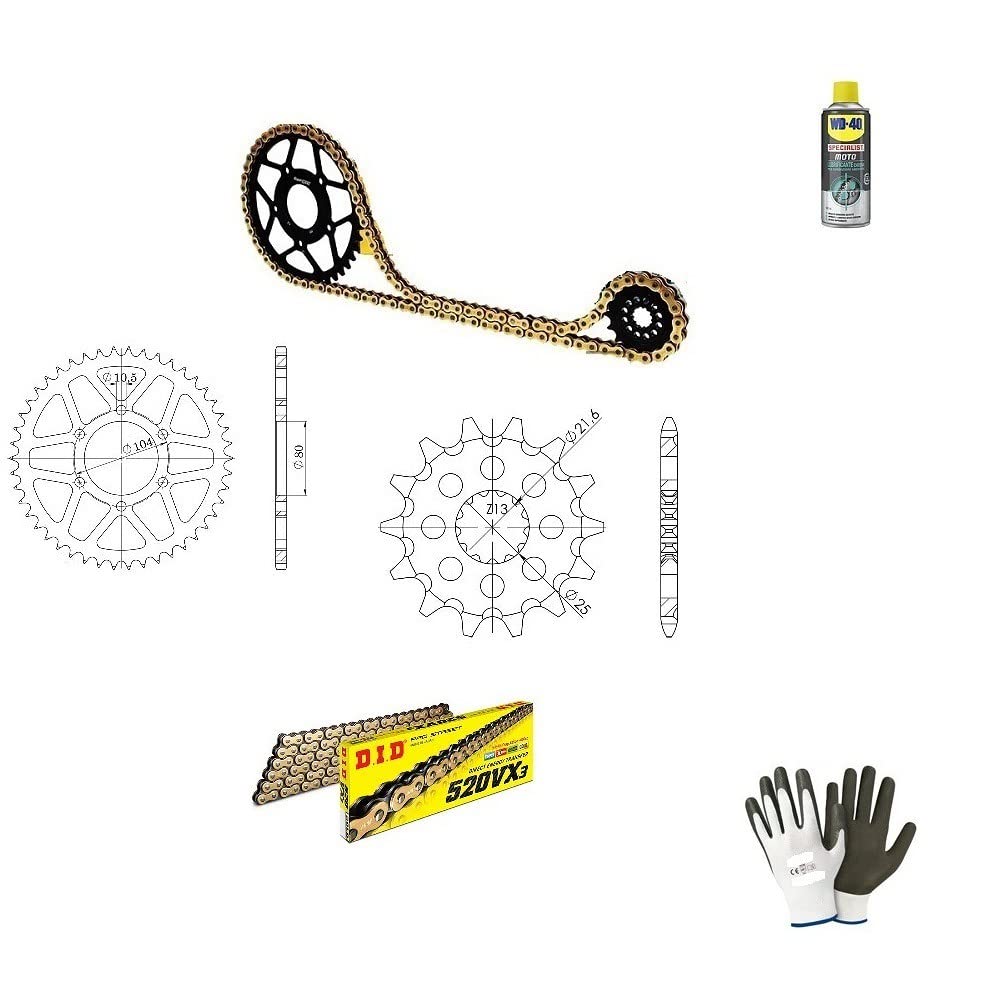 Kompatibel mit Kawasaki KLE Versys 650 2008-08 Sprocket Sprocket Chain ??KIT FÜR Getriebe Motorrad DID 520VX3 LUN 114 Links,STAHLKETTE P520-Z46,Sprocket P520-Z15 SPEZIFISCH von farbrothersonline