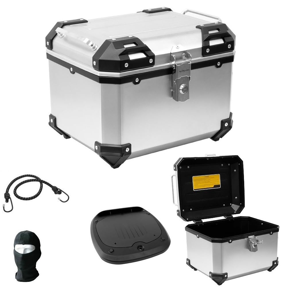 KOMPATIBEL MIT BMW C1 125 Koffer-TOPCASE 38 LT ALUMINIUMFARBE + Platte FÜR Motorrad-Scooter-GEPÄCKTRÄGER 2 DEMIJET-HELME ODER 1 UNIVERSAL MODULAR-Integral von farbrothersonline