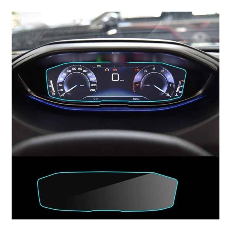 Instrumententafel Membran Auto-Displayschutzfolie aus gehärtetem Glas, Armaturenbrettschutz für Peugeot 3008 5008 2017–2020 Schutzfolie von faxiulan