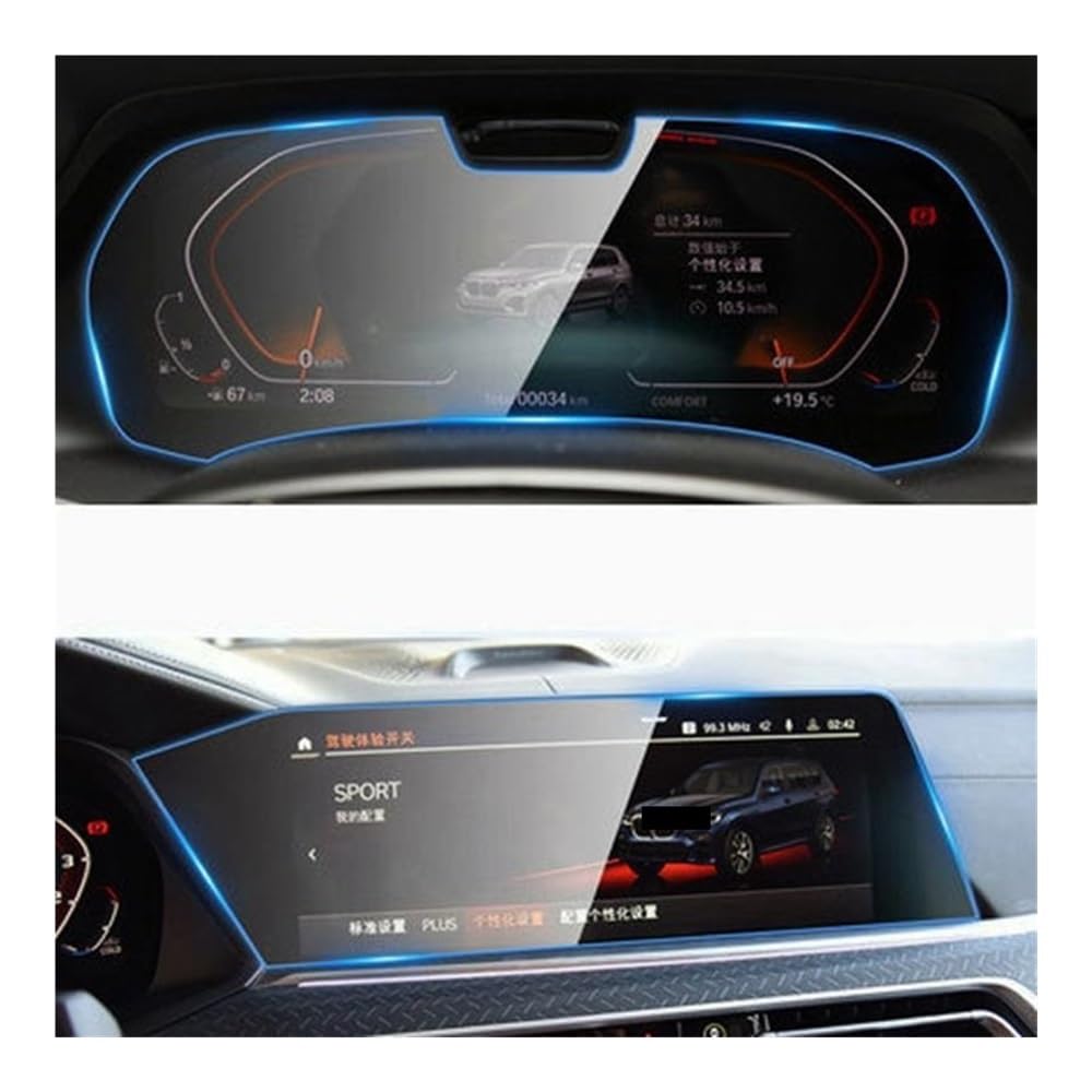 Instrumententafel Membran Displayschutzfolie aus gehärtetem Glas für X7 für G07 2019–2022, Auto-GPS-Navigationsinstrument Schutzfolie von faxiulan