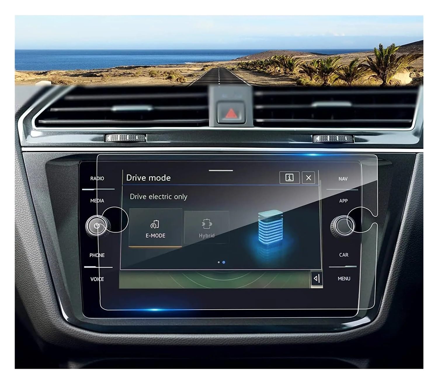 Instrumententafel Membran Gehärtete Glasfolie für Tiguan für MK2 2018–2019 8 Zoll Auto-Infotainment-Radio GPS-Displayschutz Armaturenbrett Schutzfolie von faxiulan