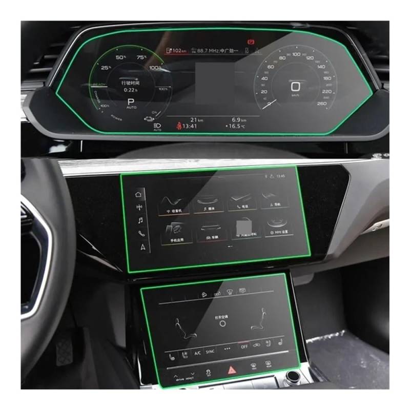 Instrumententafel Membran Gehärtetem Glas Bildschirm Schutz Film Für E-tron 2018-2021 Auto GPS Navigtion Dashboard Schutz Schutzfolie von faxiulan