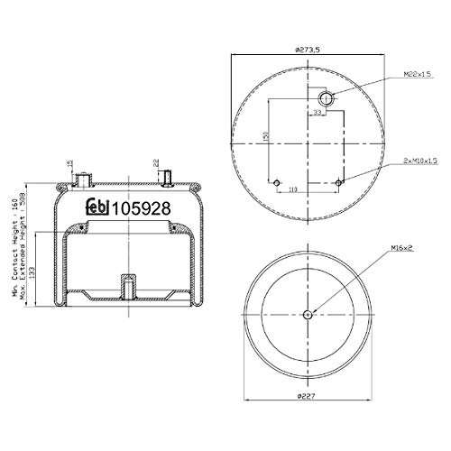 febi bilstein 105928 Luftfederbalg mit Stahlkolben, 1 Stück von febi bilstein