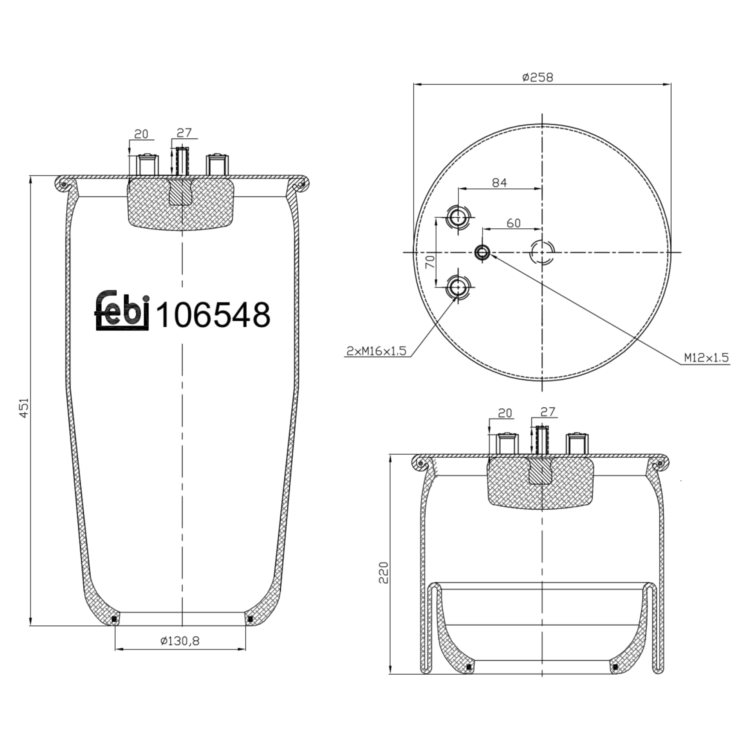 febi bilstein 106548 Luftfederbalg ohne Kolben, 1 Stück von febi bilstein