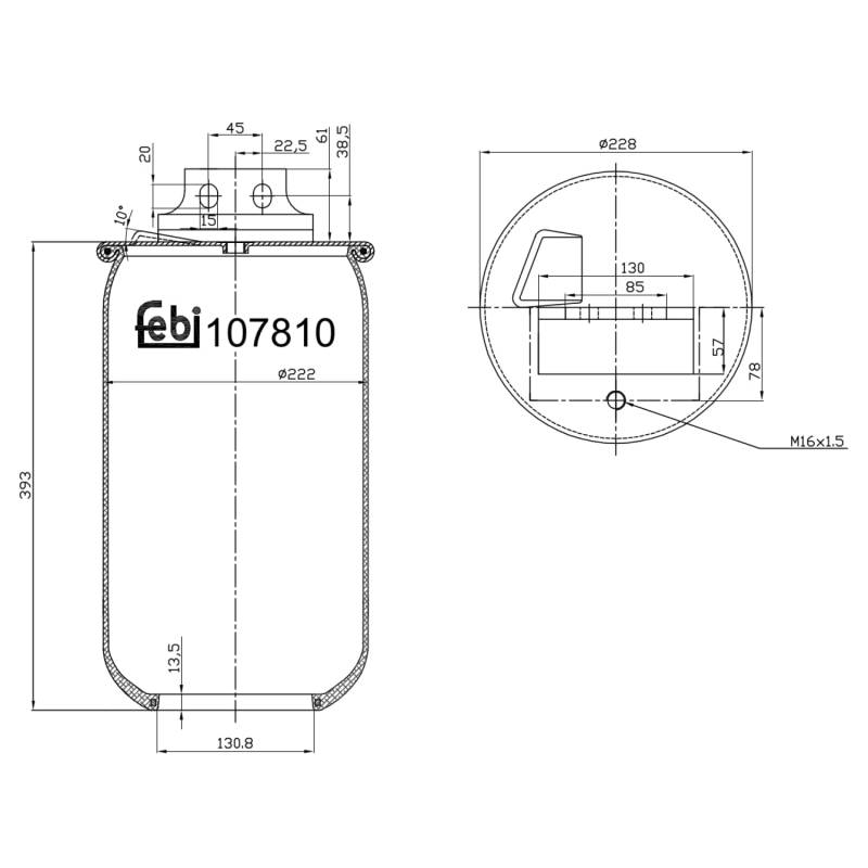 febi bilstein 107810 Luftfederbalg ohne Kolben, 1 Stück von febi bilstein