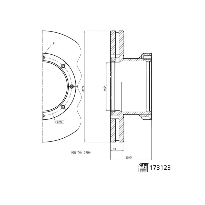 febi bilstein 173123 Bremsscheibe mit ABS-Impulsring, 1 Stück von febi bilstein