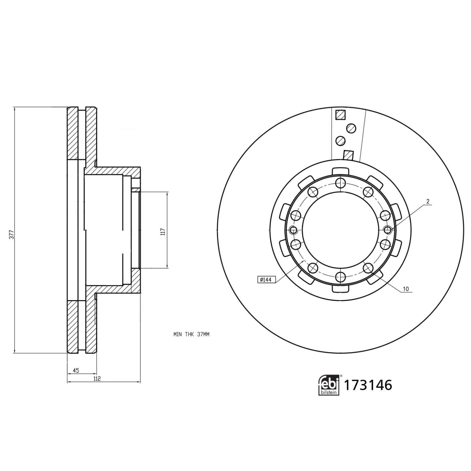 febi bilstein 173146 Bremsscheibe, 1 Stück von febi bilstein