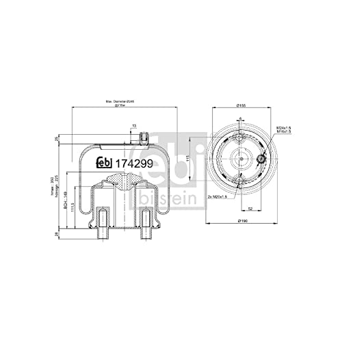 febi bilstein 174299 Luftfederbalg mit Stahlkolben, 1 Stück von febi bilstein