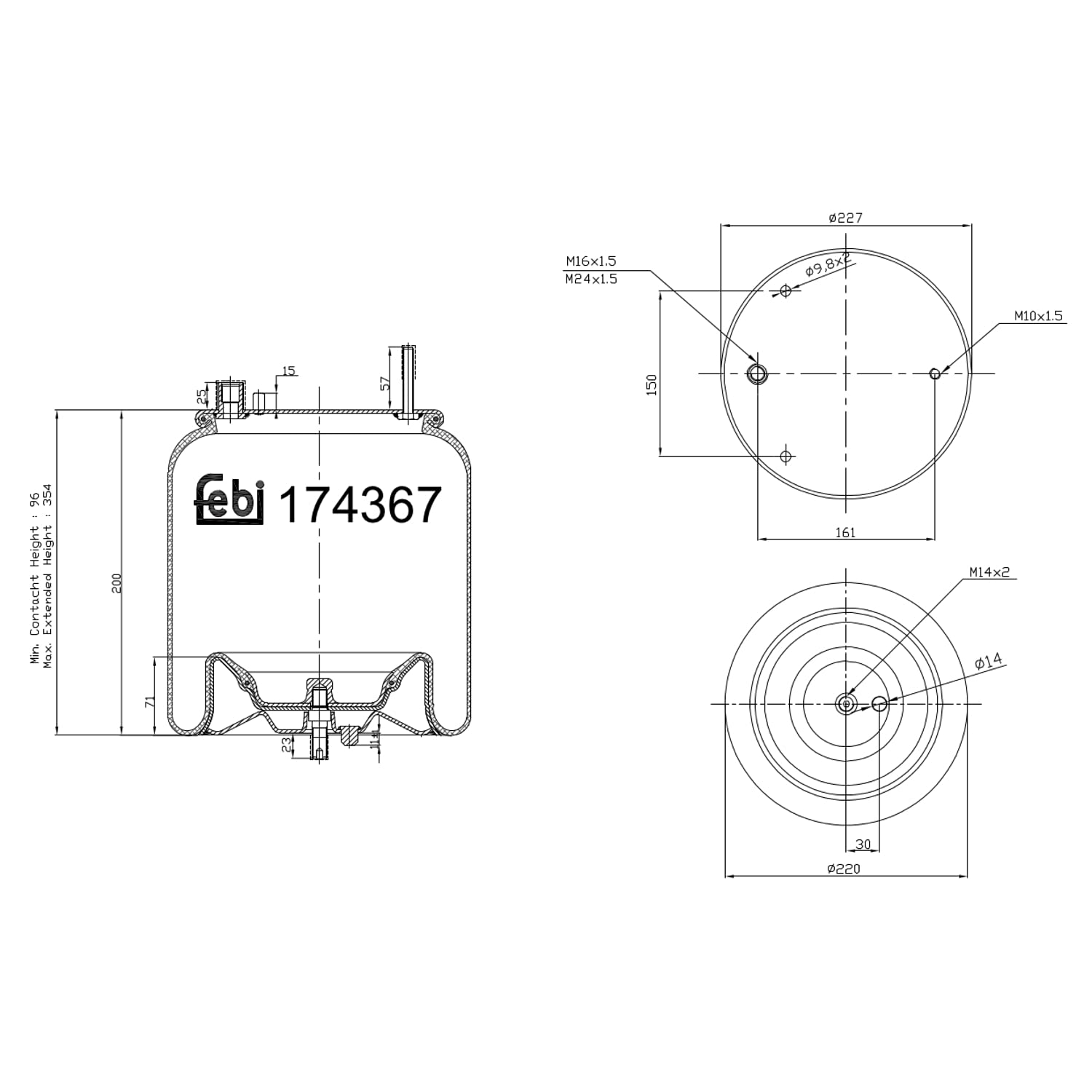 febi bilstein 174367 Luftfederbalg mit Stahlkolben und Kolbenstange, 1 Stück von febi bilstein