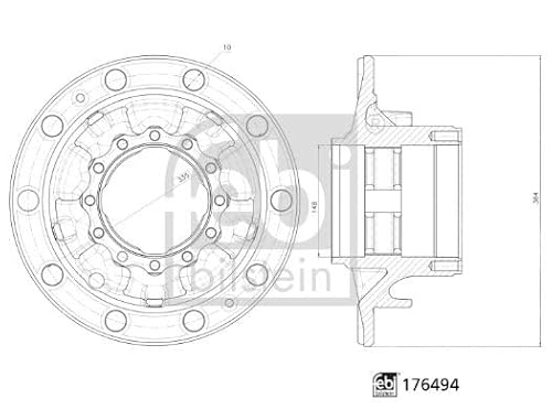 febi bilstein 176494 Radnabe ohne Radlager, 1 Stück von febi bilstein