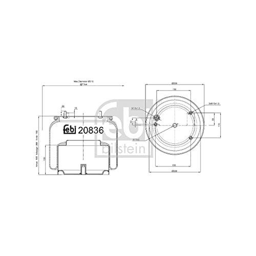 febi bilstein 20836 Luftfederbalg mit Stahlkolben , 1 Stück von febi bilstein