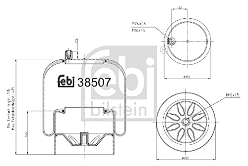 febi bilstein 38507 Luftfederbalg mit Stahlkolben , 1 Stück von febi bilstein