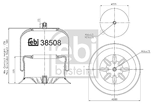 febi bilstein 38508 Luftfederbalg mit Stahlkolben , 1 Stück von febi bilstein