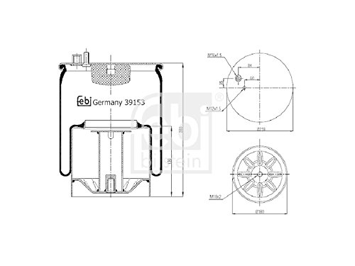 febi bilstein 39153 Luftfederbalg mit Stahlkolben , 1 Stück von febi bilstein