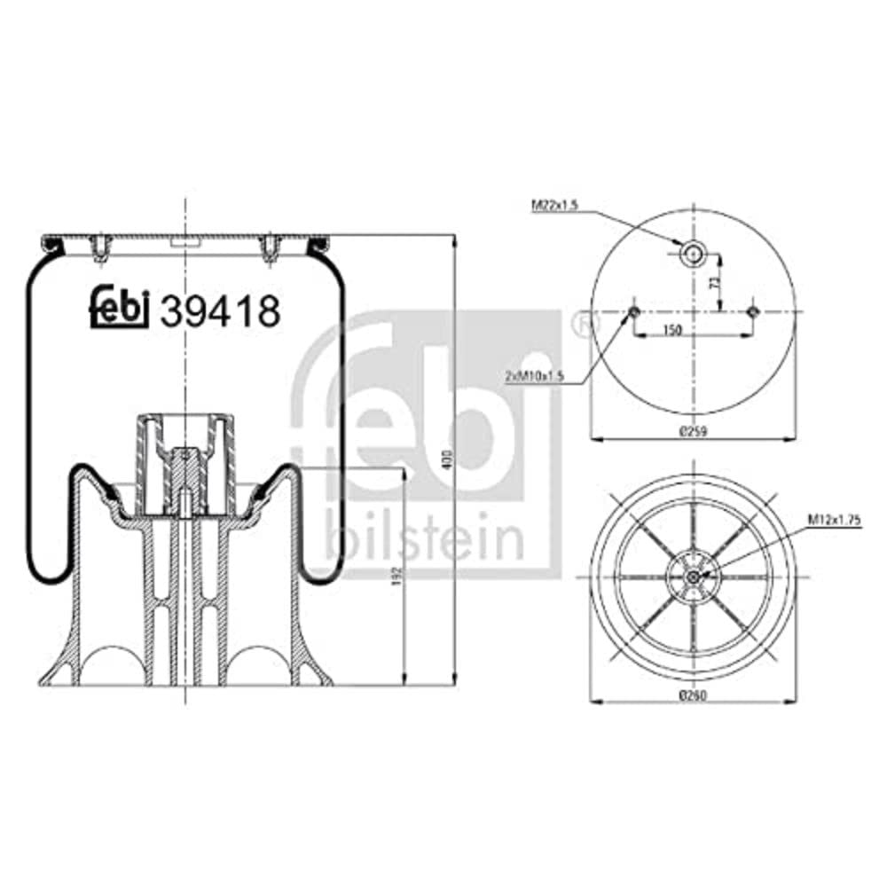 febi bilstein 39418 Luftfederbalg mit Kunststoffkolben , 1 Stück von febi bilstein