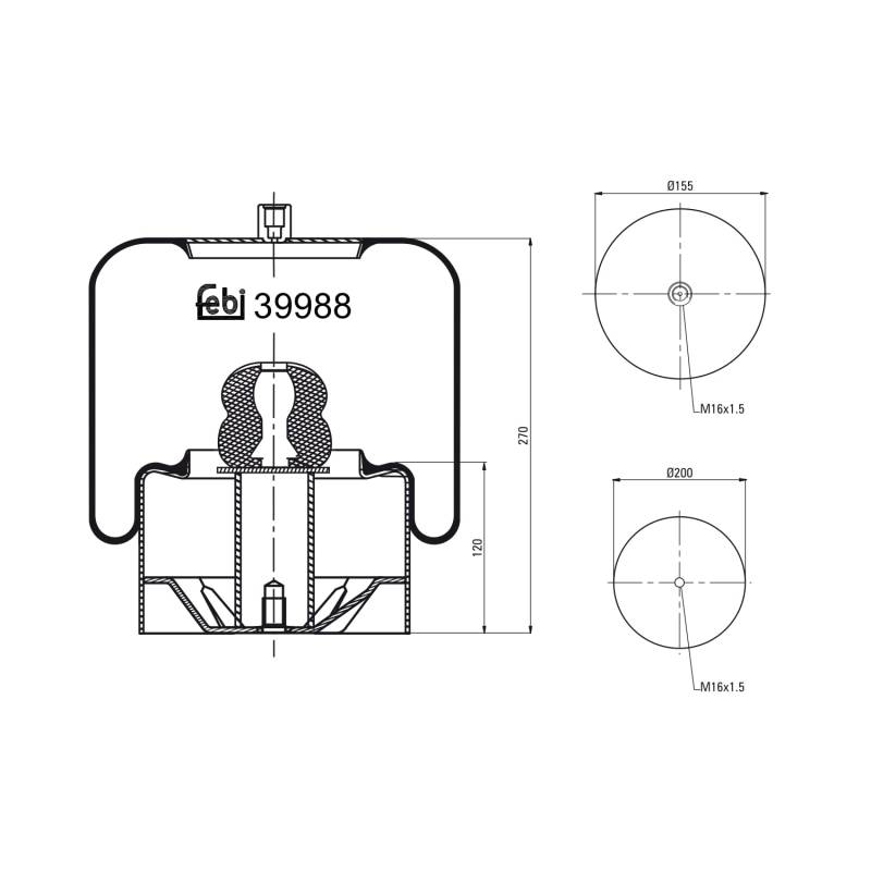 febi bilstein 39988 Luftfederbalg mit Stahlkolben , 1 Stück von febi bilstein