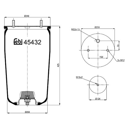 febi bilstein 45432 Luftfederbalg ohne Kolben , 1 Stück von febi bilstein