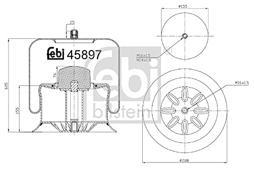 febi bilstein 45897 Luftfederbalg mit Stahlkolben , 1 Stück von febi bilstein