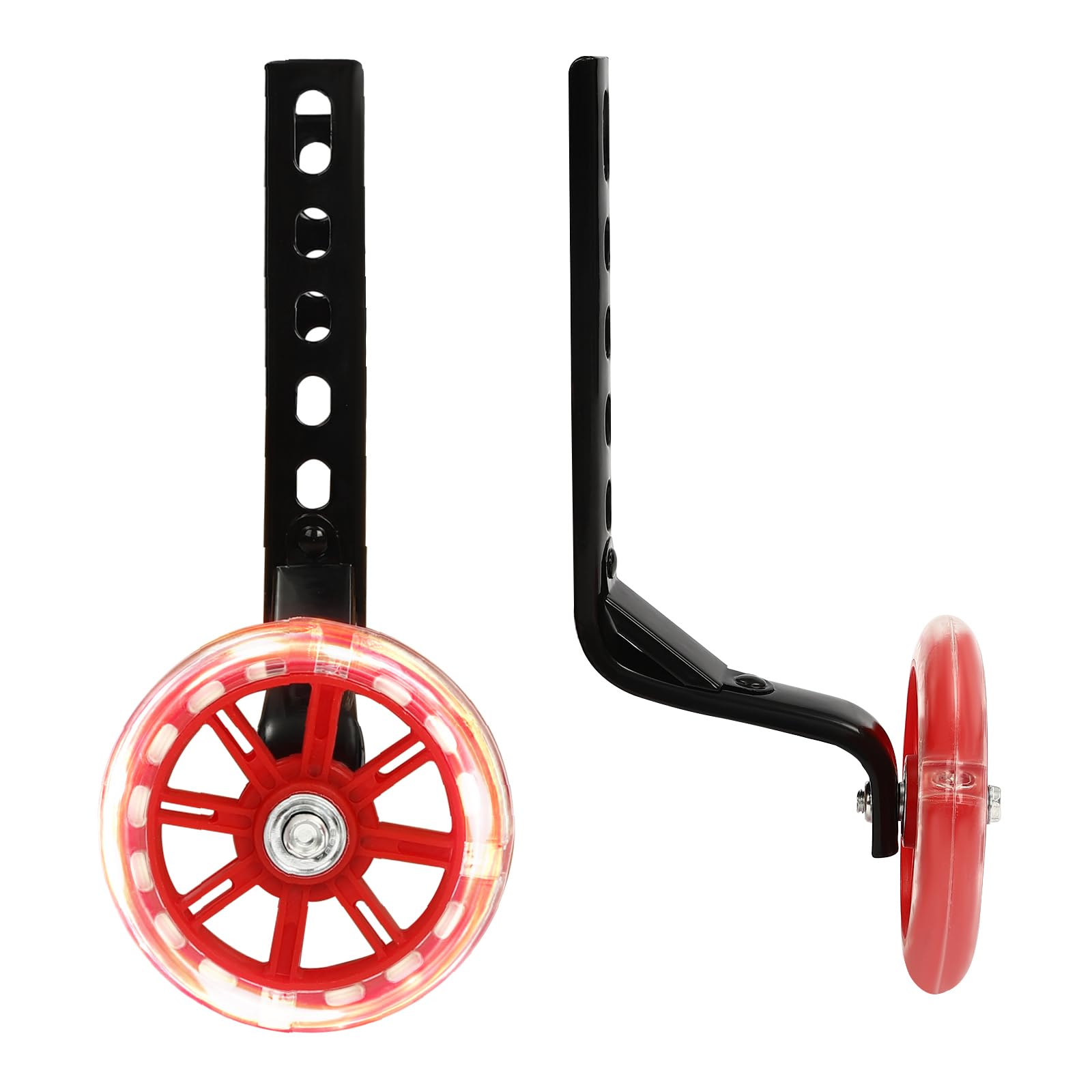 FENNNDS Fahrrad Stützräder für Kinder Universal Hilfsräder für Kinderfahrrad Bike Fahrrad Stützräder Mute Flash Räder mit verstellbarem Fahrradstabilisator Kit für 12 14 16 18 20 Zoll (Rot) von fennnds