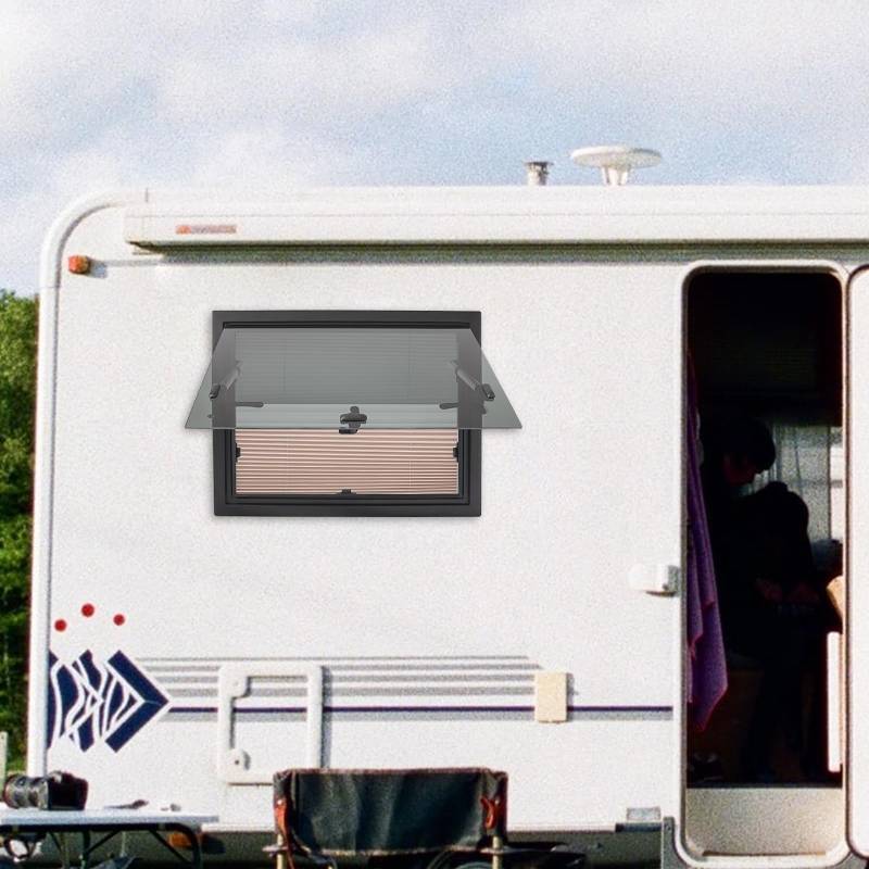 fennnds Ausstellfenster Camper Wohnmobilfenster, 600 × 450 mm Externes Push Fenster Wohnwagenfenster Seitenfenster inkl. Verdunklung und Insektenschutz für Wohnmobile, Wohnwagen und Wohnmobile von fennnds