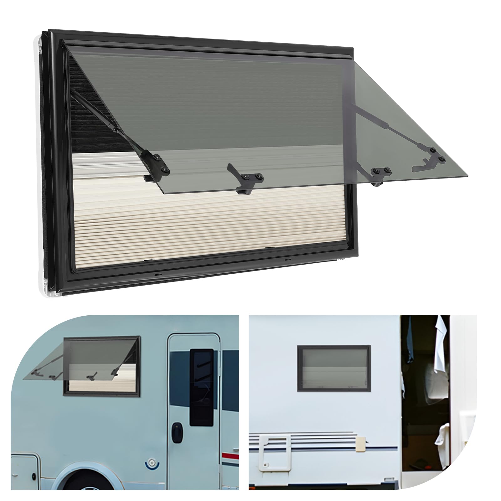 fennnds Ausstellfenster Camper Wohnmobilfenster Externes Push Fenster 800 × 500 mm Wohnwagenfenster Seitenfenster inkl. Verdunklung und Insektenschutz für Wohnmobile, Wohnwagen und Wohnmobile von fennnds