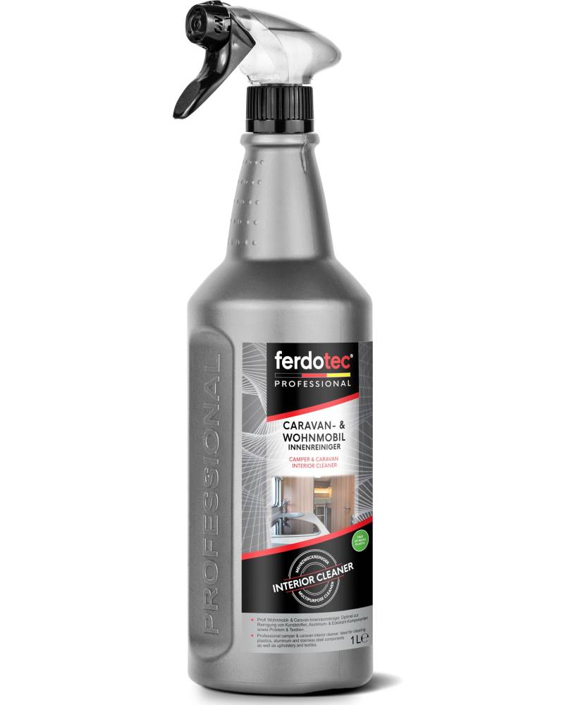 ferdotec Caravan & Wohnmobil Innenreiniger 1000ml - Innenraumreiniger für Camper Wohnwagen Bus LKW | Für Kunststoff Vinyl Leder Kunstleder Polster Acryl |1 Liter Innen-Reiniger von ferdotec