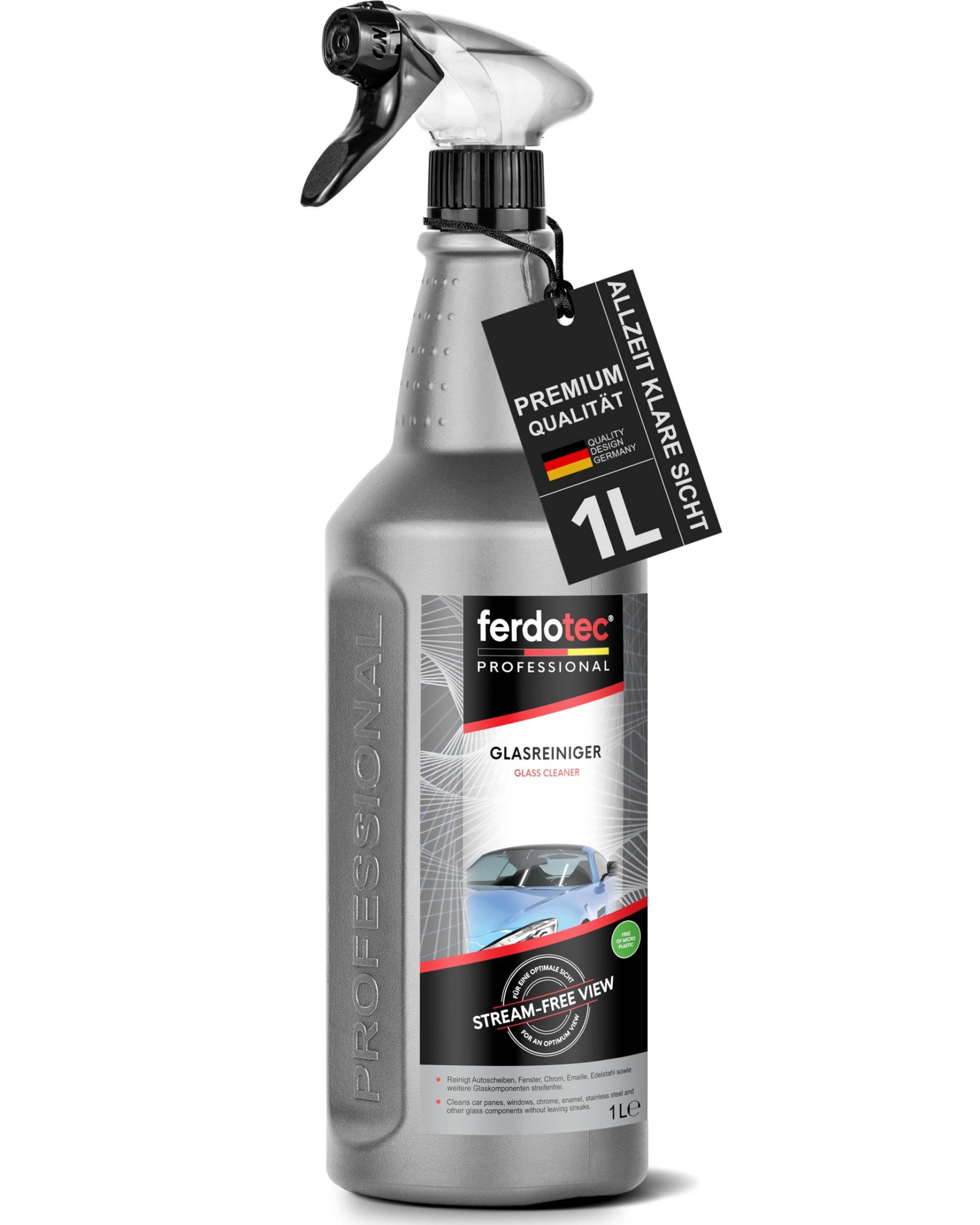 ferdotec Profi Auto Glasreiniger 1000ml Für streifenfreie Autoscheiben | Starker Scheibenreiniger für Innenraum & Außen | Fensterreiniger Windschutzscheiben Reiniger | Glas Lotuseffekt Fenster von ferdotec